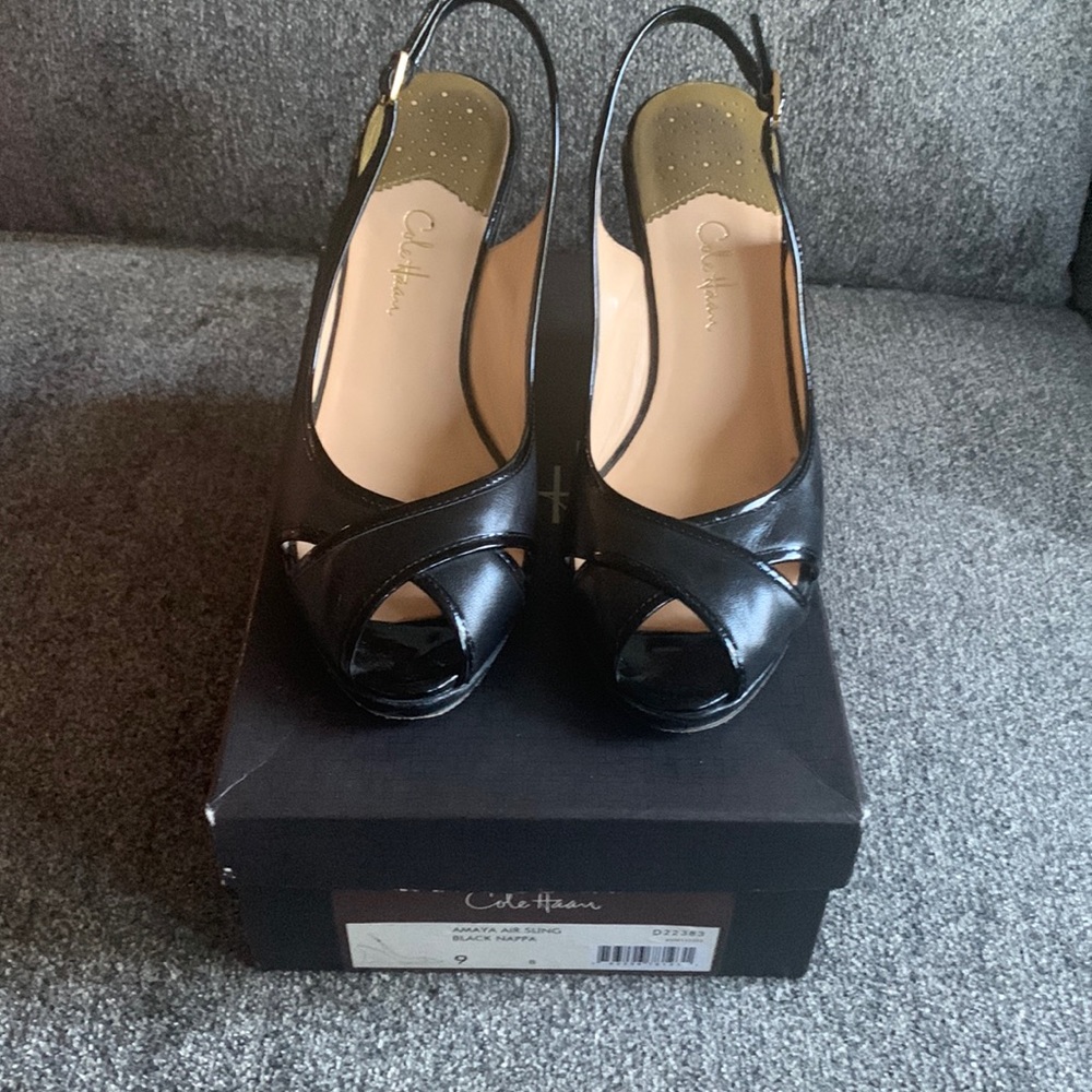 Cole Haan Amaya Air Sling Black Nappa Size 9.